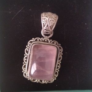 Rose Quartz sterling Silver 925 Pendant natural stone